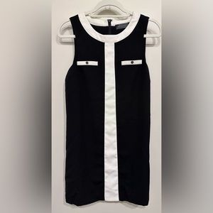 Anthropologie Bordeaux Black White Classic Sleeveless Lined Sheath Dress M